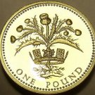 Gem Cameo Proof Great Britain 1984 Pound~Scottish Thistle~Edge Inscription~Fr/Sh