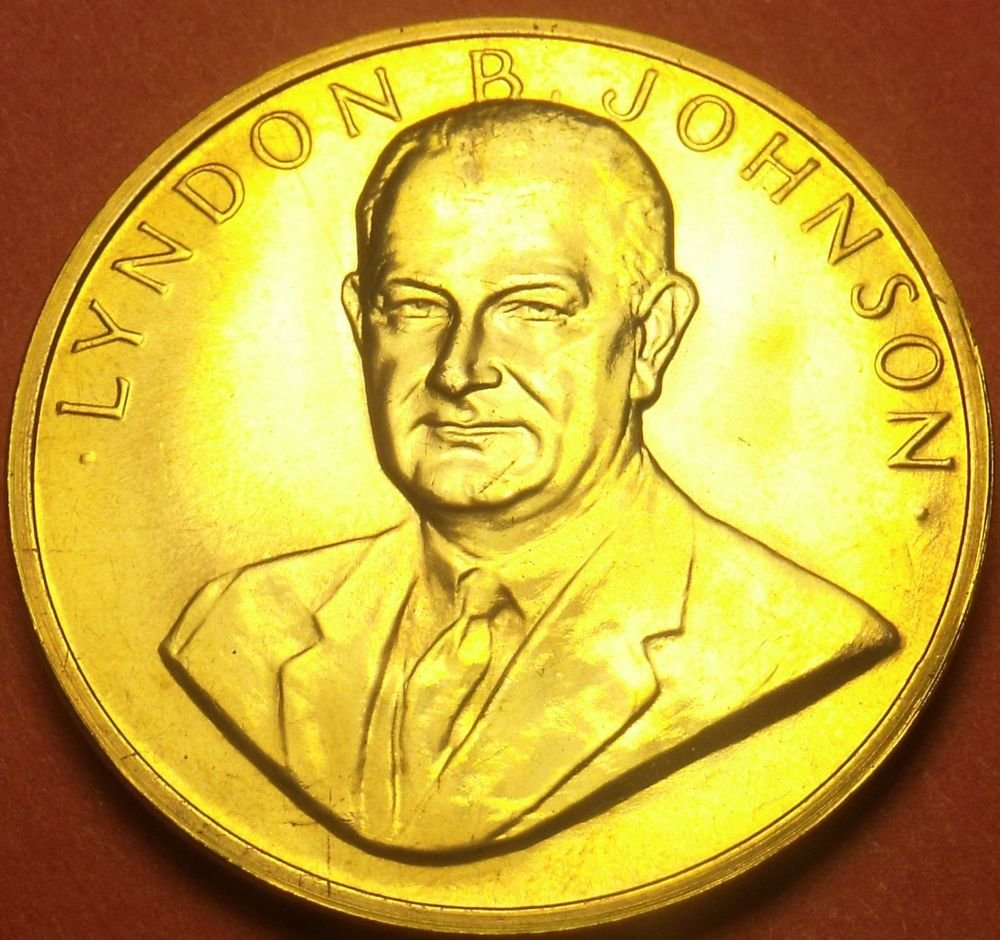 Gem Unc Lyndon B. Johnson Presidential Bronze Inauguration Medallion ...