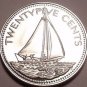 Rare Proof Bahamas 1976 25 Cents~16,000 Minted~Bahamian Sloop~Free Shipping