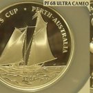 Rare Samoa 1987 25 Tala NGC PF-68 UC~Americas Cup Race~5 oz Silver~Oversize~Fr/S Rare Samoa 1987 25 Tala NGC PF-68 UC~Americas Cup Race~5 oz Silver~Oversize~Fr/S
