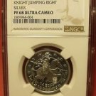 Gibraltar 1993 Silver 14 Ecus 10 Pounds NGC PF-68 UC~Knight Jumping Right~POP1