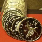 Cameo Proof Roll (20) Large Great Britain 1986 10 Pence Coins~Crowned Lion~Fr/Sh