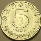 Austria 1987 5 Groschen Proof~Austrian Shield On Breast~Zinc~42,000 Minted~Fr/Sh
