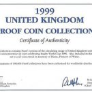 1999 Great Britain 9 Coin 1 Piece C.O.A. And Document Set~No Coins~Free Shipping