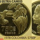 Colombia 1978 750 Pesos~Conservation~Hummingbird~NGC Proof-66 UC~3,100 Minted~FS Colombia 1978 750 Pesos~Conservation~Hummingbird~NGC Proof-66 UC~3,100 Minted~FS