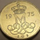 Denmark 1975-H.S.B. 10 Ore Gem Unc~Oak Leaves~Crowned Monogram~Free Shipping