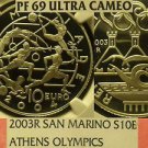 San Marino 2003-R 10 Euro NGC Proof-69 Ultra Cameo~Athen Olympics~Highest Pop-1~