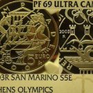 San Marino 2003-R 5 Euro NGC Proof-69 Ultra Cameo~Athen Olympics~Highest~Fr/Shi