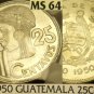 Guatemala 1950 25 Centavos~NGC MS-64~Rare 81k Minted~POP=1~1st Year Ever~Free Sh