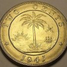 Liberia 1941 2 Cents Gem Unc~Elephant Coin~Palm Tree~Rare 810,000 Minted~Free Sh Liberia 1941 2 Cents Gem Unc~Elephant Coin~Palm Tree~Rare 810,000 Minted~Free Sh