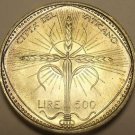 Vatican 500 Lire 1968 Gem Unc Silver~Rare 110k Minted~Wheat Ears Forming Cross~ Vatican 500 Lire 1968 Gem Unc Silver~Rare 110k Minted~Wheat Ears Forming Cross~