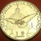Rare Unc Vatican 1950 2 Lire~Holy Year~Dove & St. Peters Basilica Dome~Free Ship