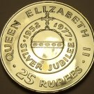 Seychelles 1977 Silver Proof 25 Rupees~RARE~Queens Silver Jubilee~15k Minted~F/S