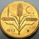 Mexico 1962-Mo Centavo Unc~Oat Sprigs~Brass~Free Shipping