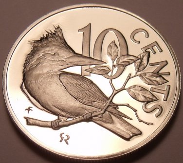 Rare Cameo Proof British Virgin Islands 1978 10 Cents~Kingfisher~7,059 Minted~FS