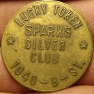 32.5mm Sparks Silver Club 1040-B Street Las Vegas Lucky Token~1963-67~Free Ship