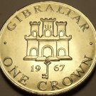 Gibraltar 1967 Crown~Unc~1st Year Ever Minted~Free Shipping
