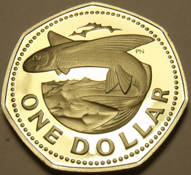 Barbados 1978 Dollar Rare Proof~4,436 Minted~Flying Fish~Free Shipping
