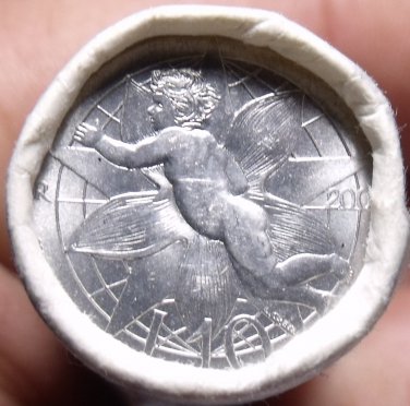 Gem Unc Original Roll (50) San Marino 2000-R 10 Lire Coins~LOVE COIN~Free Ship