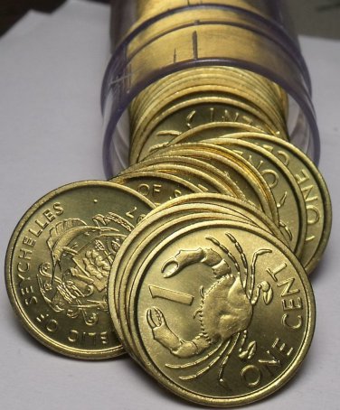 Gem Unc Roll (50) Seychelles 1997 Cents~MUD CRAB~Free Shipping