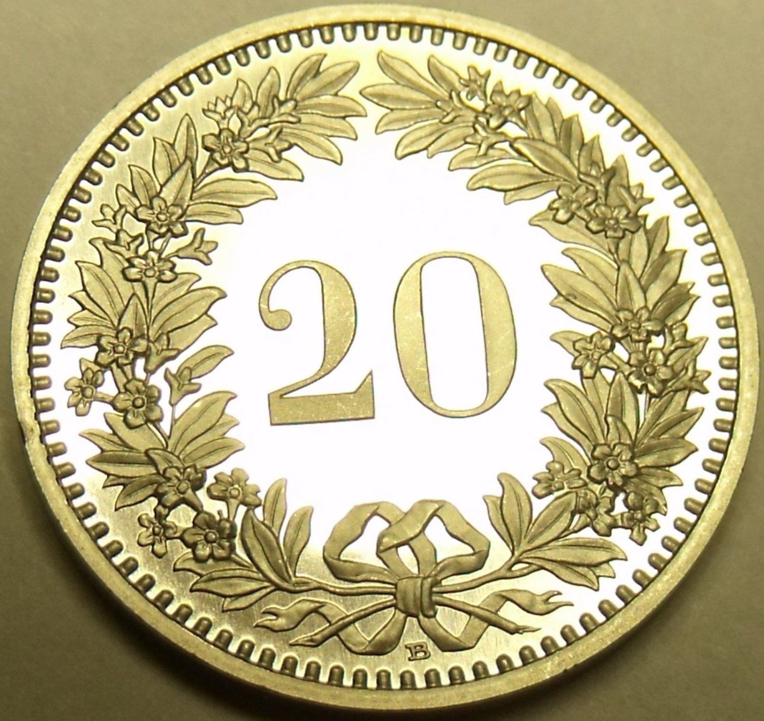 Rare Proof Switzerland 1986 20 RappenOnly 10,000 MintedFree Shipping