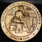 1822 Factory Towns Begin In America~Franklin Mint Bronze Proof Medallion~Fr/Ship
