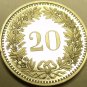 Rare Proof Switzerland 1985 20 Rappen~Only 12,000 Minted~Free Shipping