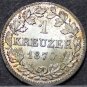 German States Bavaria Kreuzer, 1870 Silver Unc~Gold Toned~Over 145 Years Old~F/S