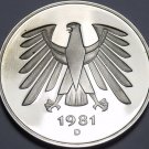 Germany 1981-D 5 Marks Proof~91,000 Minted~Eagle With Wings Spread~Free Shipping Germany 1981-D 5 Marks Proof~91,000 Minted~Eagle With Wings Spread~Free Shipping