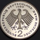 Germany 1980-J 2 Marks Proof~Schumacker~110,000 Minted In Hamburg~Free Shipping Germany 1980-J 2 Marks Proof~Schumacker~110,000 Minted In Hamburg~Free Shipping