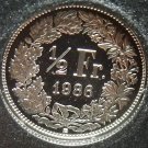 Rare Proof Switzerland 1986 Half Franc~10,000 Minted~Helvetia~Free Shipping