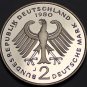 Germany 1980-J 2 Marks Proof~Konrad Adenauer~110,000 Minted In Hamburg~Free Ship