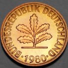 Germany 1980-J Pfennig Proof~Only 110,000 Minted~Minted In Hamburg~Free Ship