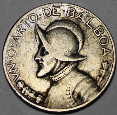 Panama 1/4 Balboa, 1932~Silver~Free Shipping