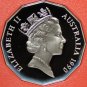 Large Cameo Proof Australia 1990 50 Cents~Kangaroo & Emu~53k Minted~Free Ship