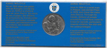 Pope John Paul II Visit To Canada Fort Simpson Sept 9-20, 1984 Medallion~Fr/Ship