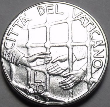 Vatican 50 Lire 1994 Gem Unc~Helping Hands For Prisoners In Jail~Free Shipping