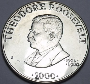 Liberia 5 Dollars 2000 Gem Unc~Theodore Roosevelt President 1901-1909~Free Ship