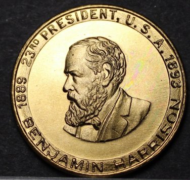 Benjamin Harrison 23rd President Bronze Medallion~Backbone Ben~Hoosier President