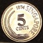 Singapore 5 Cents, 1974 Gem Unc~Great White Egret~Free Shipping