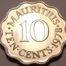 Mauritius 10 Cents, 1978 Gem Proof~RARE~9,268 Minted~Free Shipping