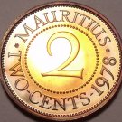 Mauritius 2 Cents, 1978 Gem Proof~RARE~9,268 Minted~Free Shipping