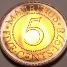 Mauritius 5 Cents, 1978 Gem Proof~RARE~9,268 Minted~Free Shipping