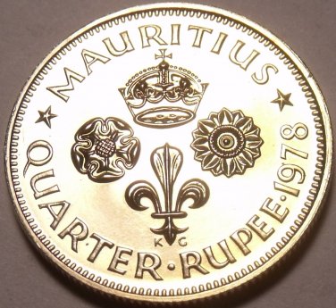 Mauritius One Quarter Rupee, 1978 Gem Proof~RARE~9,268 Minted~Free Shipping