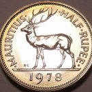 Mauritius 1/2 Rupee, 1978 Gem Proof~Stag~RARE~9,268 Minted~Free Shipping