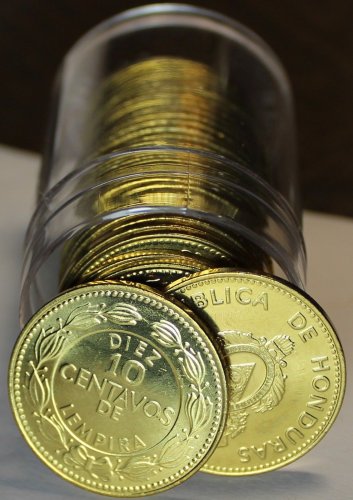 Gem Unc Roll (20) Large Honduras 2007 10 Centavo Coins~Pyramid~Last Year~Free Sh