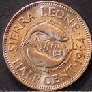 Sierra Leone 1/2 Cent, 1964 Gem Unc~Only Year~Double Fish~600k Minted~Free Ship