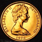 New Zealand Cent, 1970 Proof-Like~Only 20,010 Minted~Silver Fern Leaf~Free Ship