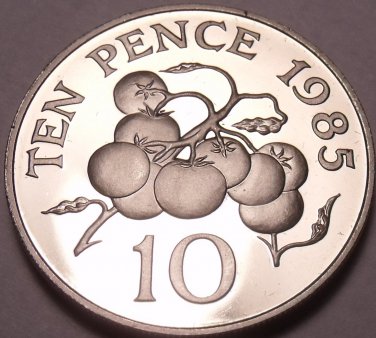 Guernsey 1985 10 Pence Extremely Rare Proof~2,500 Minted~Tomato Plant~Free Ship