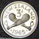 New Zealand 3 Pence, 1965 Proof-Like~25,000 Minted~Crossed Patu~Free Shipping